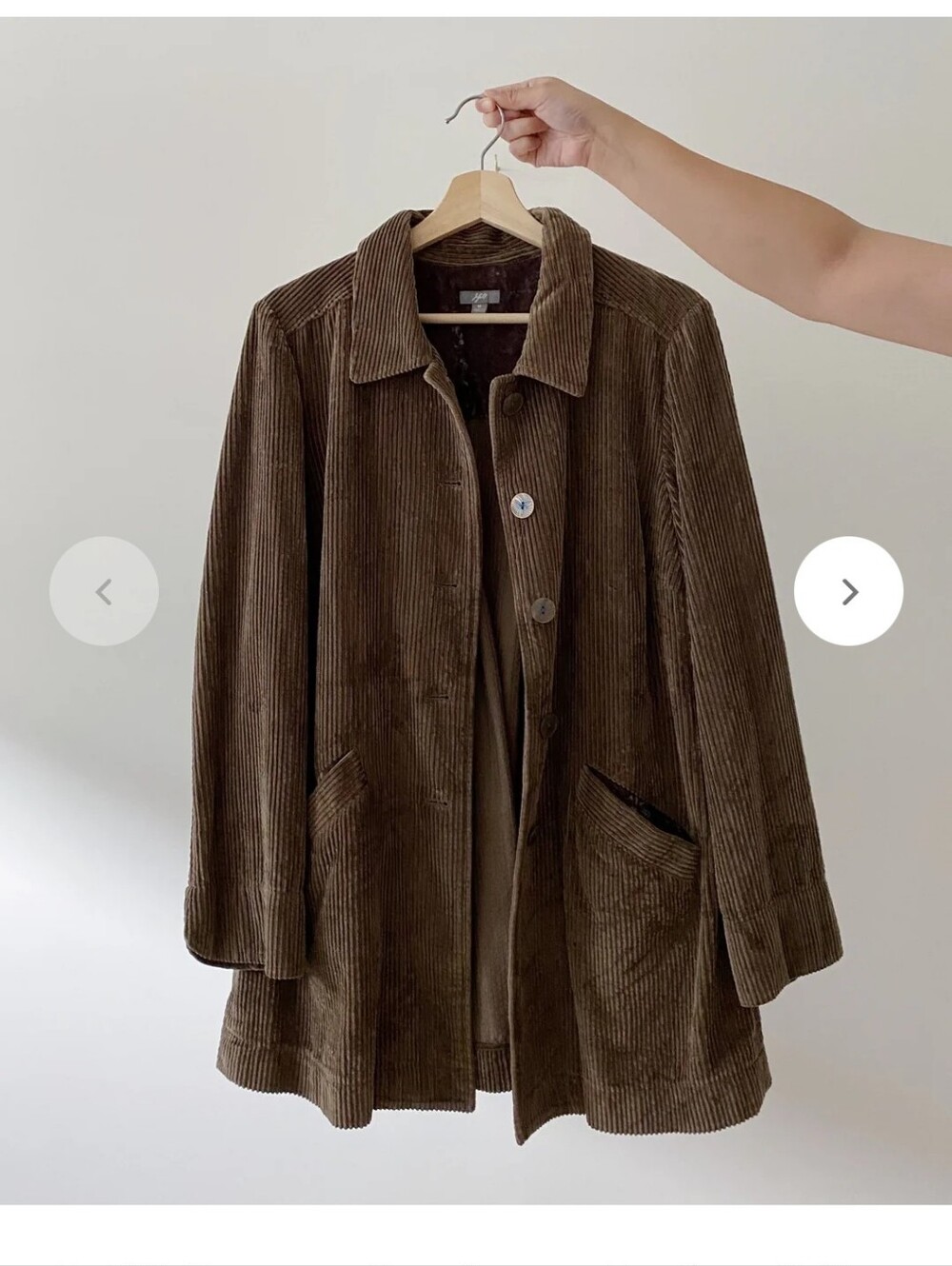 J. Jill Chocolate Brown Corduroy XLP Coat JACKET
